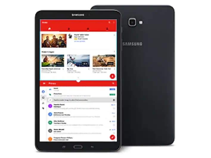 Two Samsung Galaxy Tab As Facing Forward and Facing Away, Back to Back