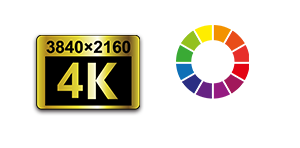 4K 3840x2160 and 100% Adobe RGB badges