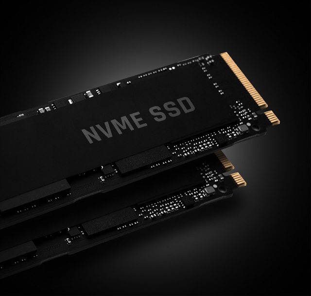 Black NVME SSDs stacked on each other