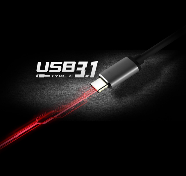 USB 3.1 connector with red graphic electricity coming out of it