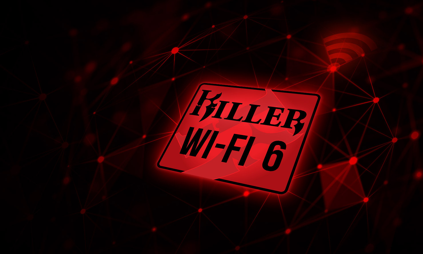 A large Killer Wi-Fi 6 logo.