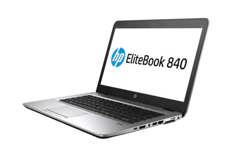 HP EliteBook 840 G3 laptop angled to left