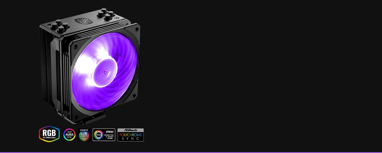 Cooler Master Hyper 212 RGB Black Edition with compatible RGB sync software logos