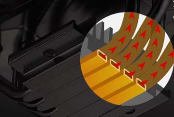 Colored diagram showing the four heat pipes on the Hyper 212 CPU cooler