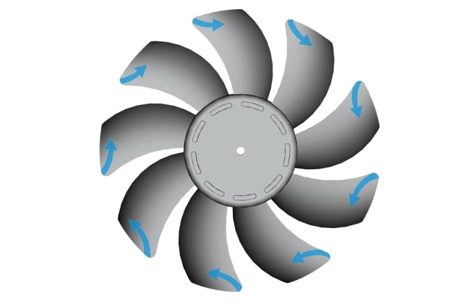 close look at the 9-blade fan