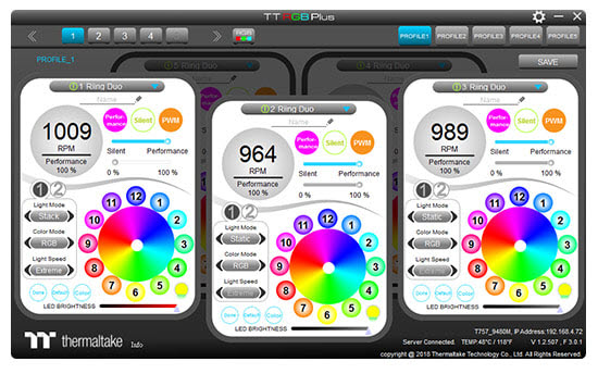 three profiles for RGB lighting