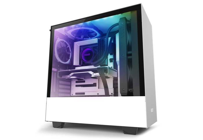 a NZXT tower case showing RGB effects insdie