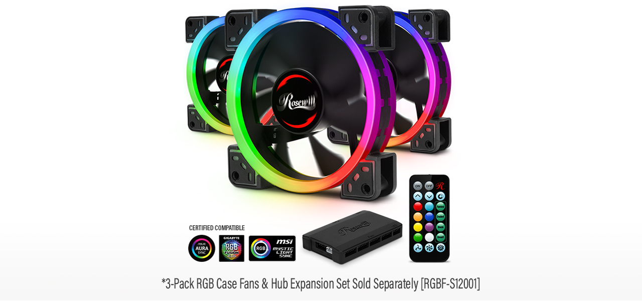 Rosewill 120mm True RGB LED Case Fan (1Pack), Dual Ring Addressable