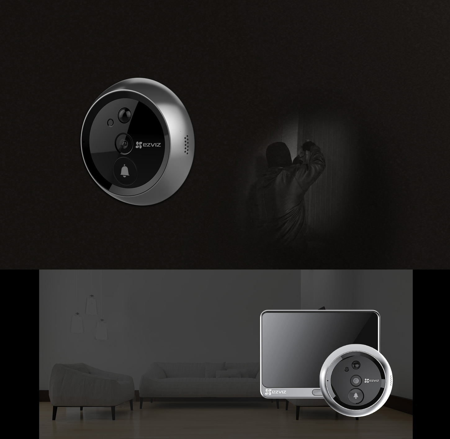 EZVIZ Lookout DP1 HD Video Smart Home Door Viewer with Rechargeable