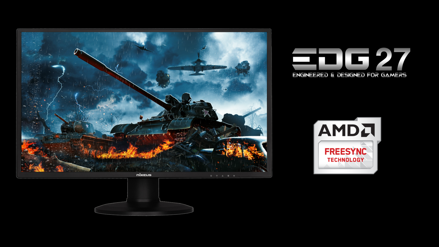 Nixeus Edg 27 Ips Ahva 2560 X 1440 4ms Gtg Amd Freesync Certified 144hz Gaming Monitor Nx Edg27 V2 Newegg Com