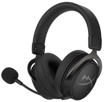 HyperX headset with attached boom mic, angled to the left