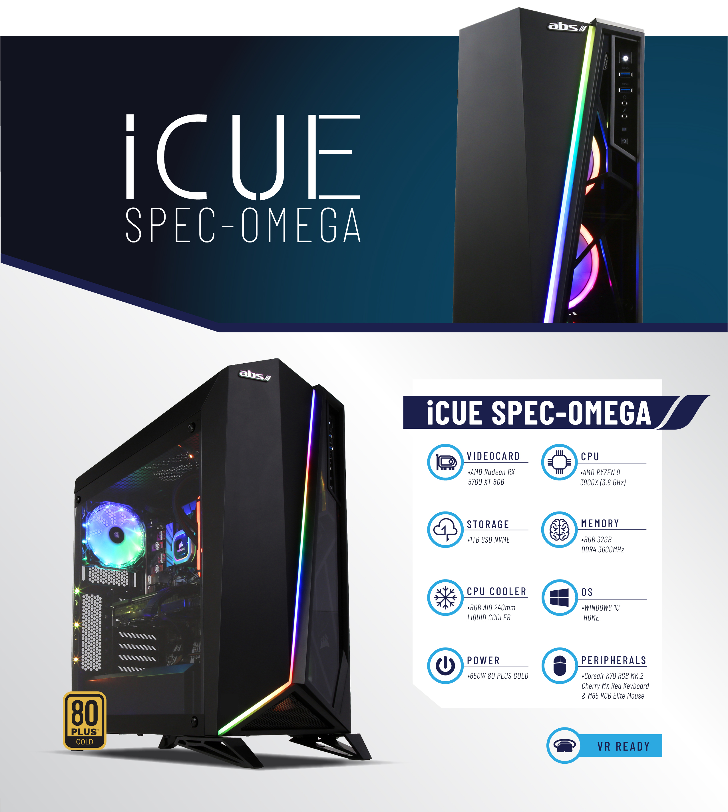 ABS iCue RYZEN 9 3900X Radeon RX 5700 XT 32GB DDR4