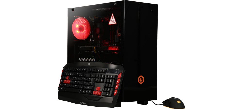 Gamer Master 2787D Gaming Desktop PC with keyboard and mouse facing to the right