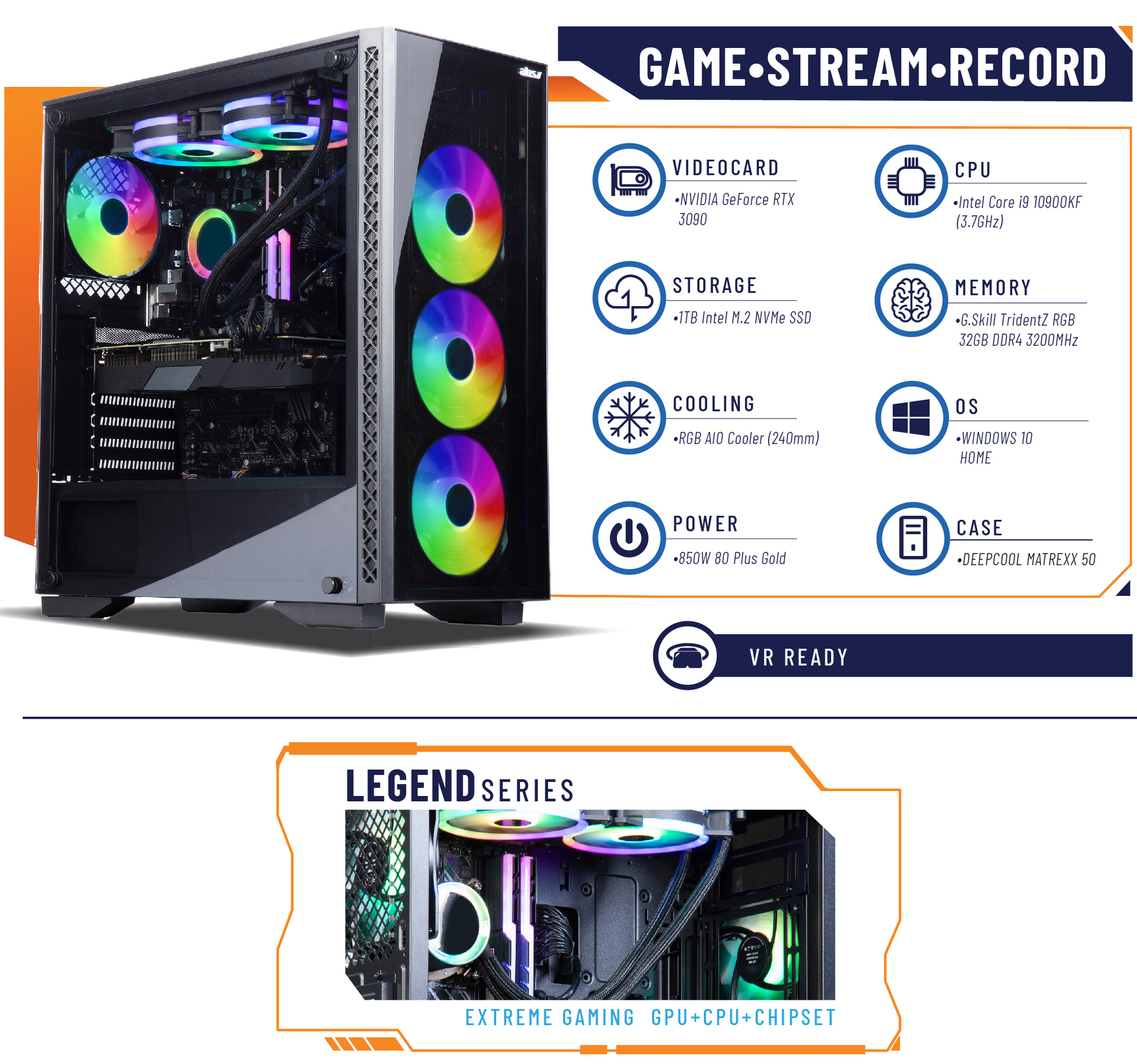 Abs Legend Gaming Pc Intel I9 kf Rtx 3090 Newegg Com