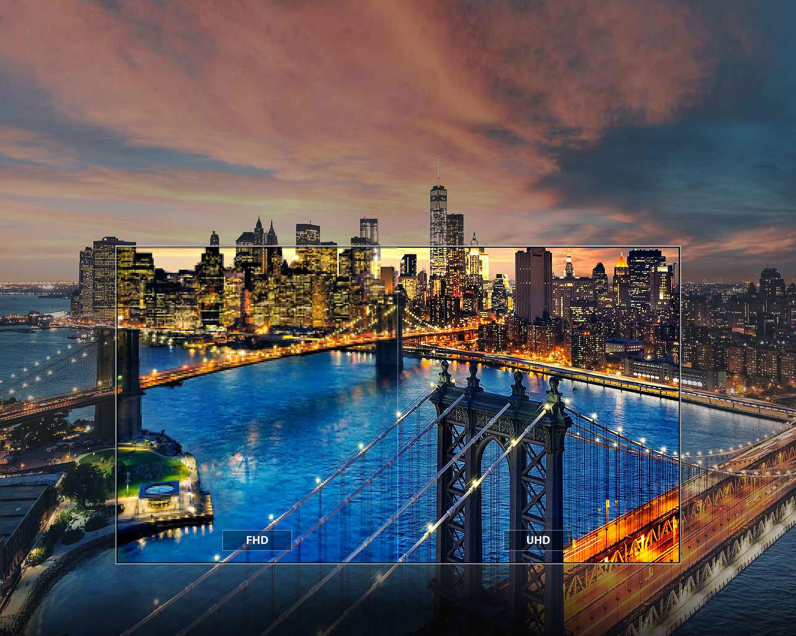 LG display blending in with a city at night background