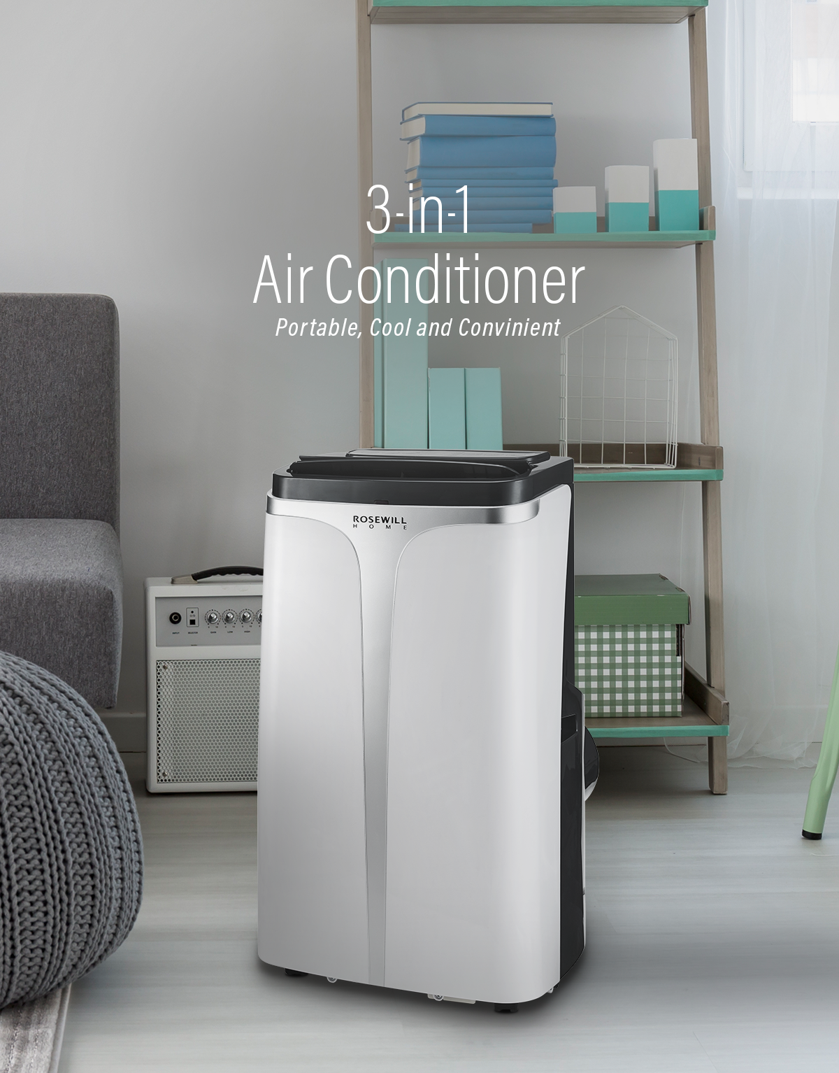 Rosewill Portable Air Conditioner Fan & Dehumidifier, 3in1 Cool/Fan