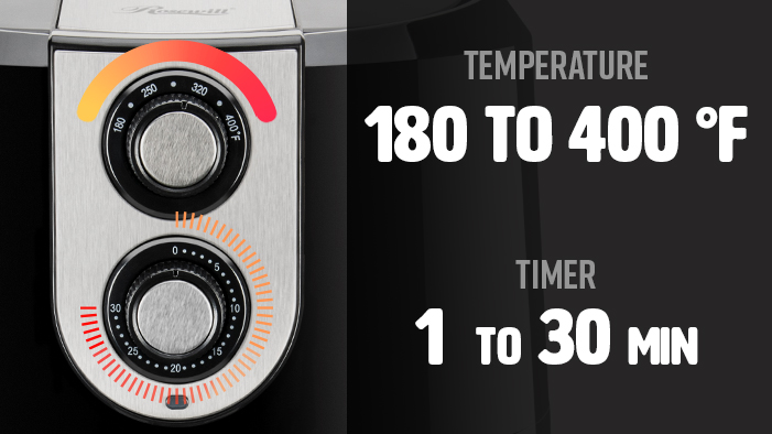 temperature from 180 to 400 and TIMER 1 TO 30 MIN 