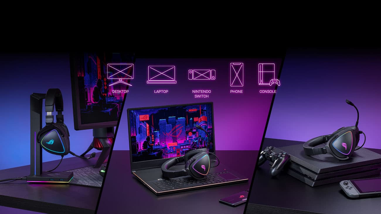 ASUS ROG Delta S Lightweight USB-C RGB Gaming Headset with AI noise-canceling mic, MQA technology, Hi-Res ESS 9281 QUAD DAC forPC, Nintendo Switch™, PlayStation®5 16 8