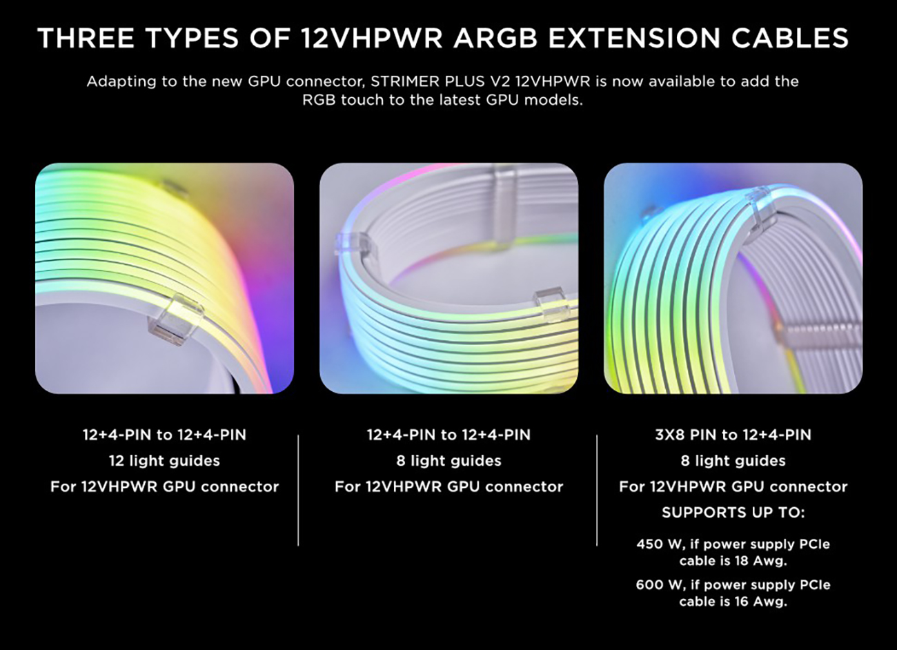 Lian Li Strimer Plus 8-Pin ARGB GPU Extension Cable PW8-V2 B&H