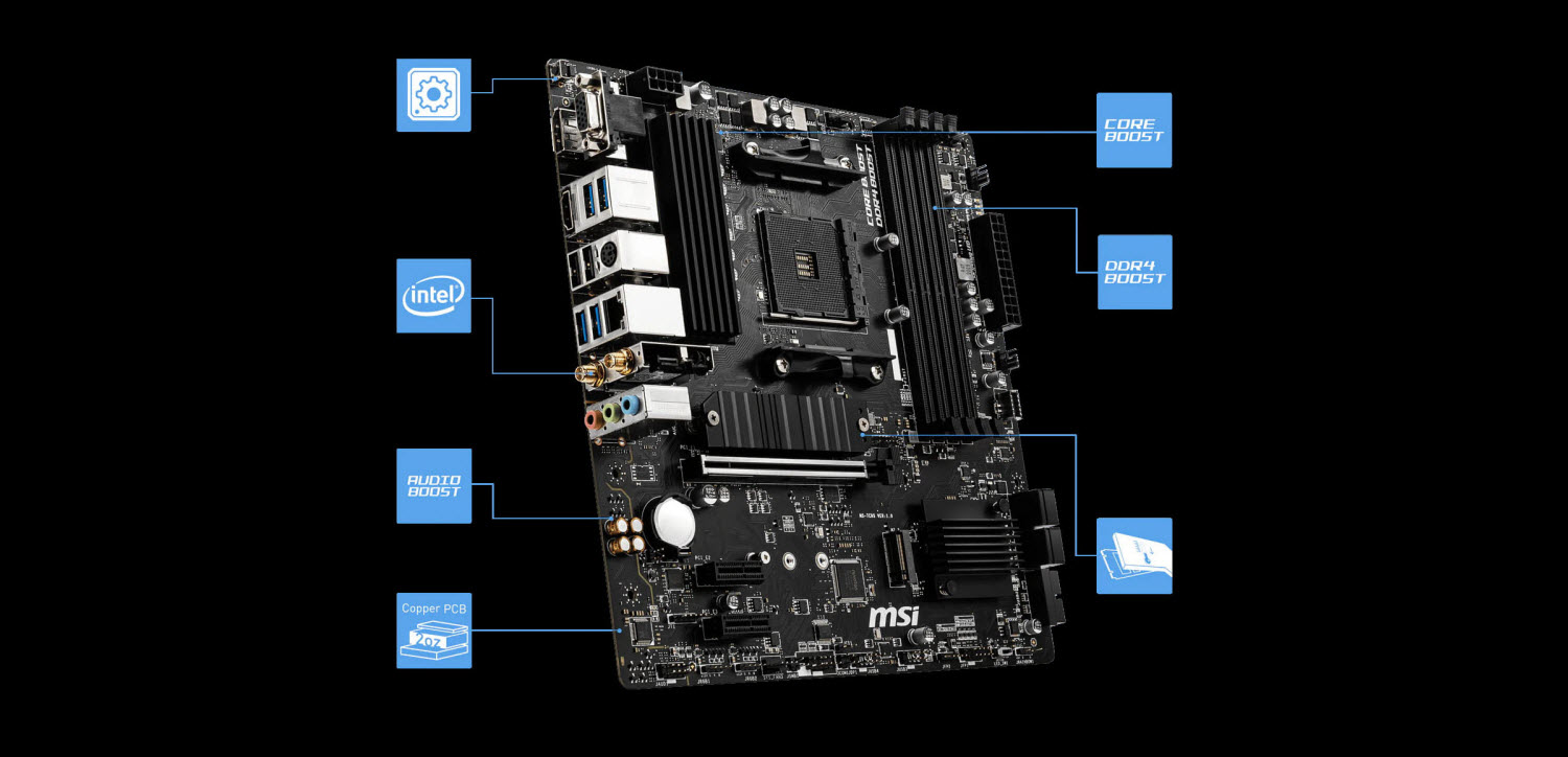 MSI B550M PRO-VDH WIFI AM4 AMD B550 SATA 6Gb/s USB 3.0 Micro ATX AMD  Motherboard 824142219393