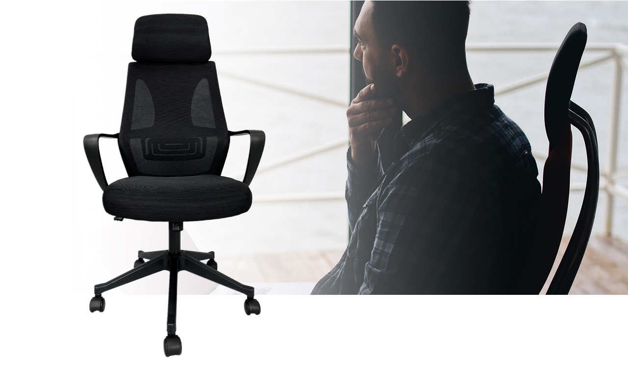 Gias Ergonomic High Back Mesh Office Chair With Adjustable Headrest Fixed Armrest Lumbar Support Thick Seat Cushion Swivel Computer Task Chair Black Newegg Com