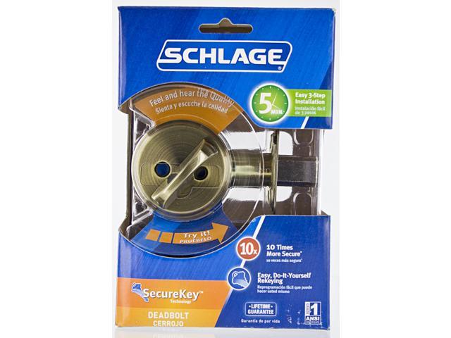 Schlage B60NSKV609 Antique Brass Keyed Deadbolt