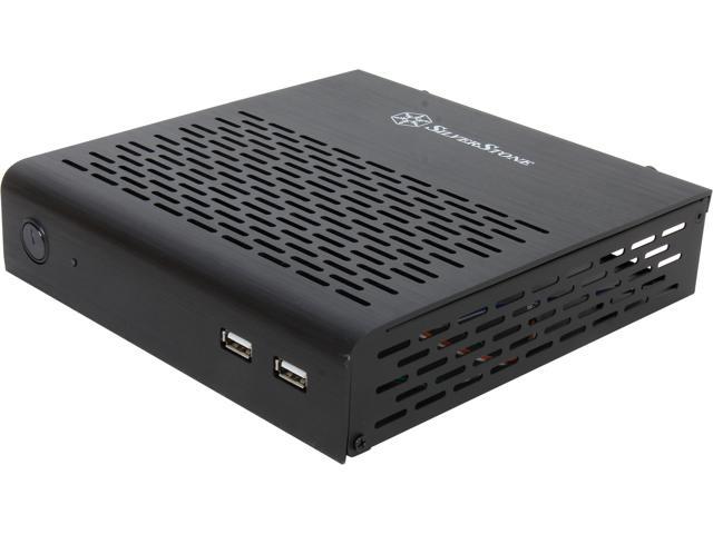 SILVERSTONE Black Aluminum / Steel PT13B Mini ITX Media Center / HTPC Case