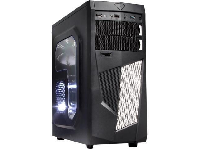 Open Box DIYPC  Mirage D1 W Black/White SECC USB3.0 ATX Mid Tower  Computer Case with 3 x 120mm White Fans (Pre Installed)