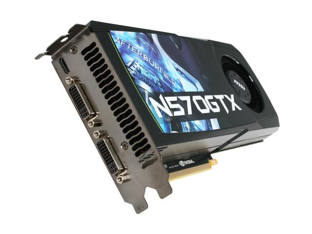 MSI GeForce GTX 570 (Fermi) DirectX 11 N570GTX M2D12D5 1280MB 320 Bit GDDR5 PCI Express 2.0 x16 HDCP Ready SLI Support Video Card