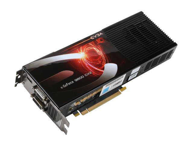 EVGA 01G P3 N892 AR GeForce 9800 GX2 Superclocked 1GB 512 bit GDDR3 PCI Express 2.0 x16 HDCP Ready SLI Supported Video Card