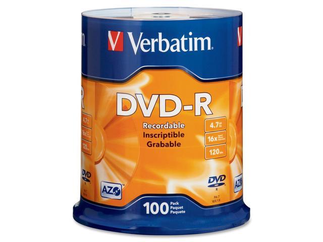 Verbatim 4.7GB 16X DVD R 100 Packs Spindle Disc Model 95102