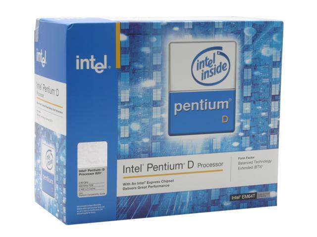 Intel Pentium D 820 Smithfield Dual Core 2.8 GHz LGA 775 BX80551PG2800FT Dual Core, EM64T, BTX version Processor