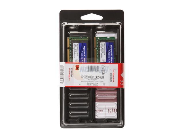 HyperX 4GB (2 x 2GB) 200-Pin DDR2 SO-DIMM DDR2 667 (PC2 5300) Dual Channel Kit Laptop Memory Model KHX5300S2LLK2/4GR