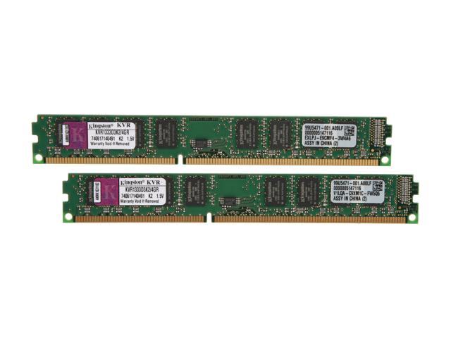 Kingston ValueRAM 4GB (2 x 2GB) 240 Pin DDR3 SDRAM DDR3 1333 (PC3 10600) Desktop Memory Model KVR1333D3K2/4GR