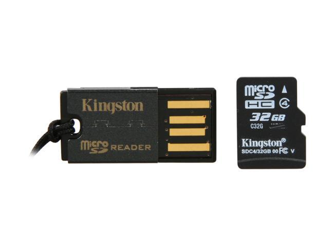 Kingston 32GB microSDHC Flash Card with MicroSD Reader Gen 2 Model MRG2+SDC4/32GB