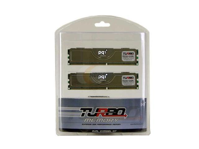 PQI TURBO 1GB (2 x 512MB) 184 Pin DDR SDRAM DDR 400 (PC 3200) Dual Channel Kit Desktop Memory Model PQI3200 1024DPL