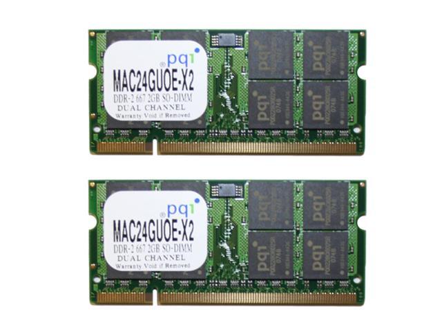 PQI POWER Series 4GB (2 x 2GB) 200-Pin DDR2 SO-DIMM DDR2 667 (PC2 5400) Dual Channel Kit Laptop Memory Model MAC24GUOE-X2