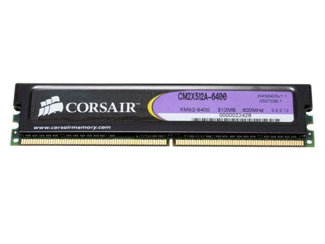 Open Box CORSAIR XMS2 512MB 240 Pin DDR2 SDRAM DDR2 800 (PC2 6400) Desktop Memory Model CM2X512A 6400