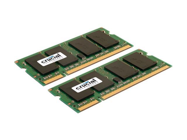 Open Box Crucial 2GB (2 x 1GB) 200 Pin DDR2 SO DIMM DDR2 533 (PC2 4200) Dual Channel Kit Laptop Memory Model CT2KIT12864AC53E