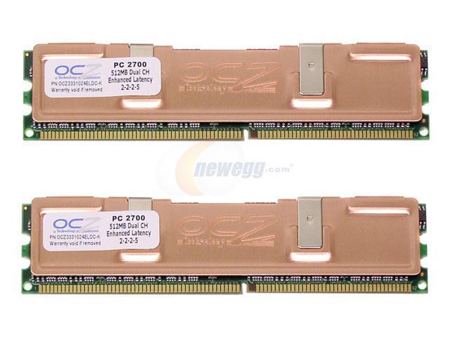 OCZ Enhanced Latency 1GB (2 x 512MB) 184 Pin DDR SDRAM DDR 333 (PC 2700) Dual Channel Kits System Memory Model OCZ3331024ELDCK