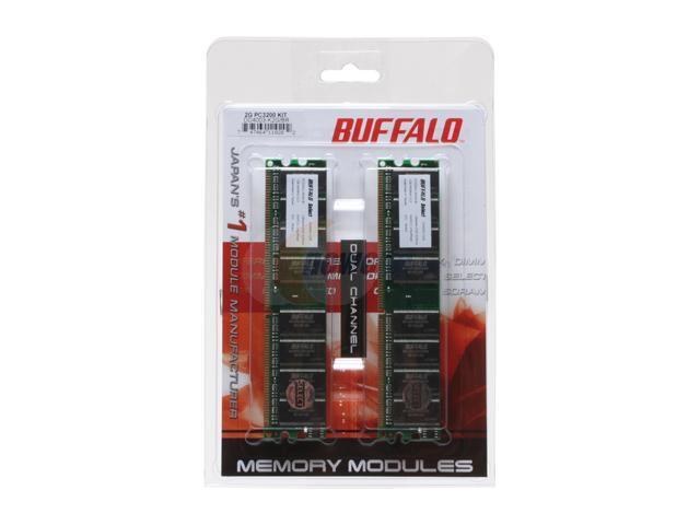 BUFFALO Select 2GB (2 x 1GB) 184-Pin DDR SDRAM DDR 400 (PC 3200) Dual Channel Kit Desktop Memory Model DD4003-K2G/BR