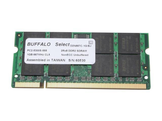 BUFFALO Select 1GB 200-Pin DDR2 SO-DIMM DDR2 667 (PC2 5300) Laptop Memory Model D2N667C-1G/BR