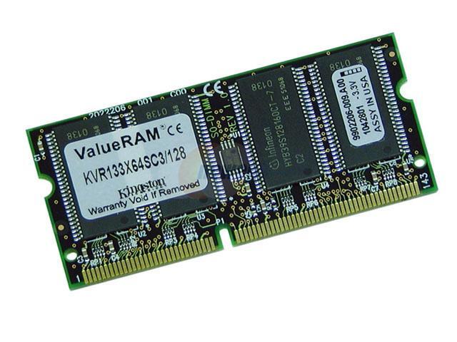 Kingston 128MB 144-Pin SO-DIMM PC 133 Laptop Memory Model KVR133X64SC3/128