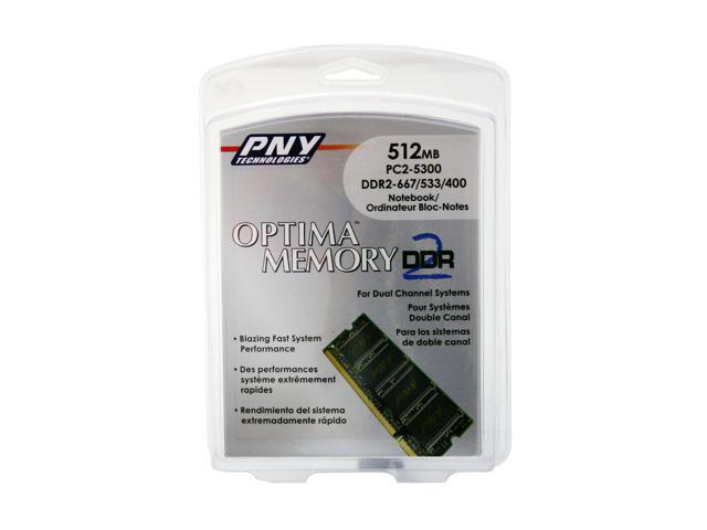 PNY 512MB 200-Pin DDR2 SO-DIMM DDR2 667 (PC2 5300) Laptop Memory Model MN0512SD2-667