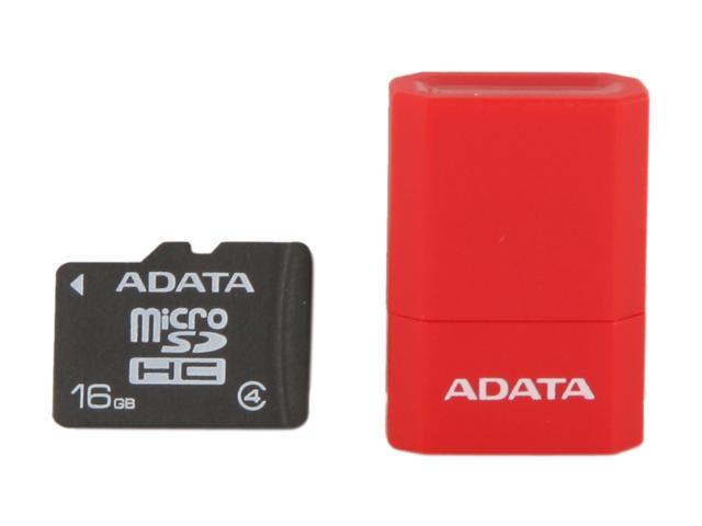 ADATA 16GB Class 4 Micro SDHC Flash Card with V3 USB Reader (Red) Model AUSDH16GCL4 RM3RDRD