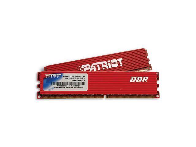 Patriot Extreme Performance 1GB (2 x 512MB) 184 Pin DDR SDRAM DDR 400 (PC 3200) Dual Channel Kit Desktop Memory Model PDC1G3200LLK