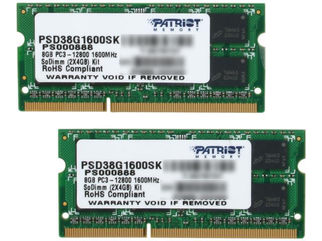 Patriot Signature 8GB (2 x 4GB) 204-Pin DDR3 SO-DIMM DDR3 1600 (PC3 12800) Laptop Memory Model PSD38G1600SK