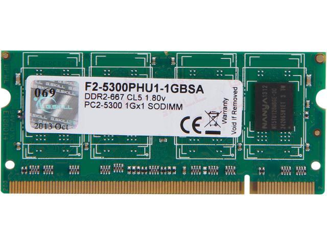 G.SKILL 1GB 200-Pin DDR2 SO-DIMM DDR2 667 (PC2 5300) Laptop Memory Model F2-5300PHU1-1GBSA