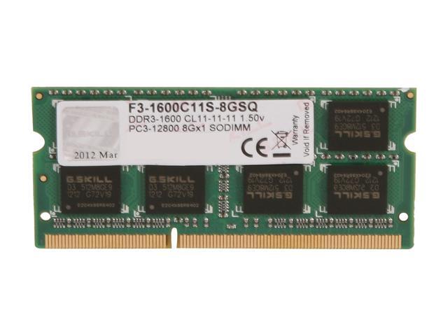 G.SKILL 8GB 204-Pin DDR3 SO-DIMM DDR3 1600 (PC3 12800) Laptop Memory Model F3-1600C11S-8GSQ
