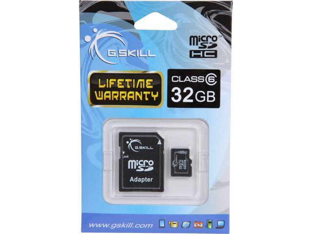 G.SKILL 32GB MicroSD Flash Card w/ SD Adapter Model FF TSDG32GA C6P